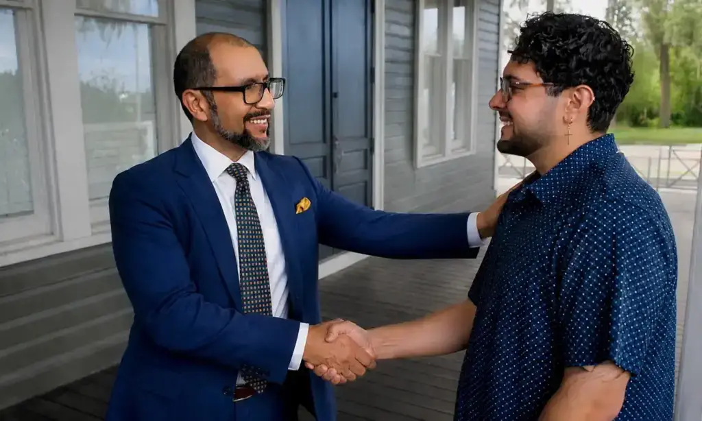 Attorney shaking hands with a client